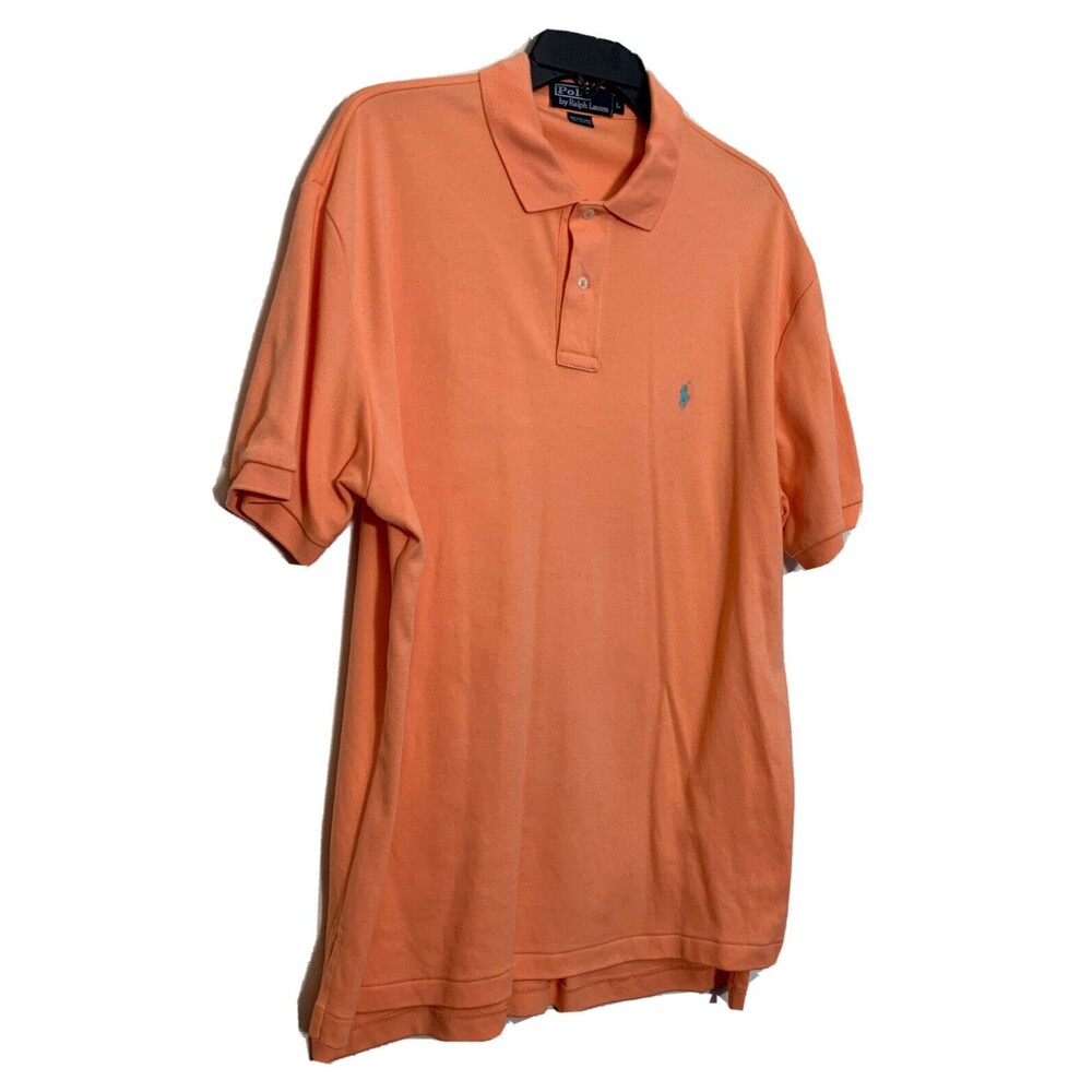 VTG Polo Ralph Lauren Shirt Men’s L Top Sports Casual Short Sleeve Cotton Orange
